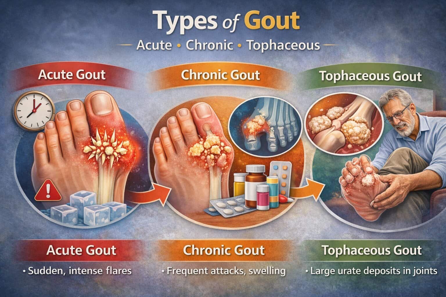 Types of Gout (Acute, Chronic, Tophaceous)